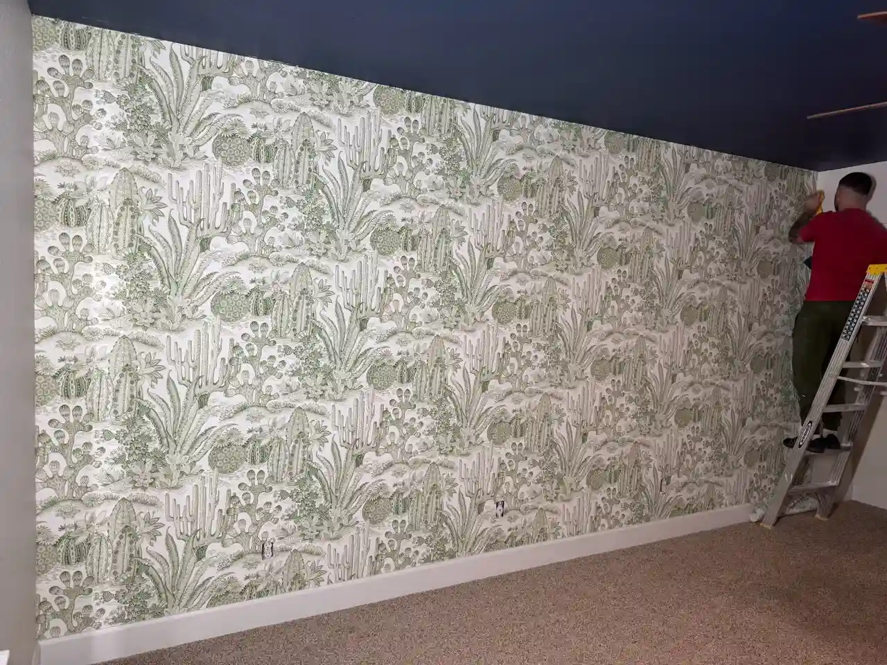 Accent wall wallpaper installation
